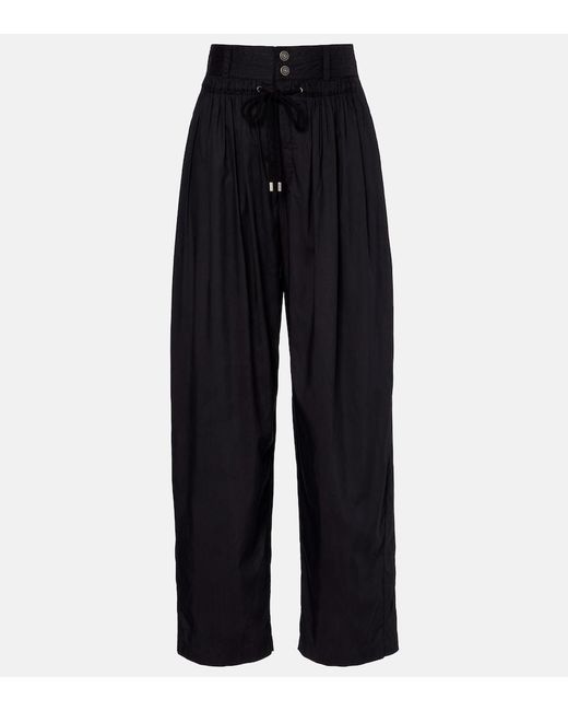Isabel Marant Blue Inaya High-Rise Wide-Leg Pants