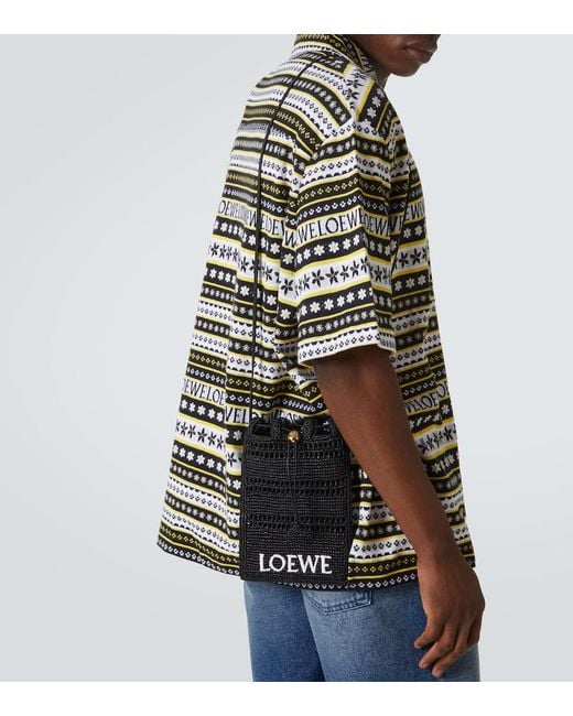 Loewe White Paula's Ibiza Logo Raffia Crossbody Bag for men