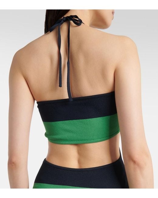 Coperni Green Cutout Striped Maxi Dress