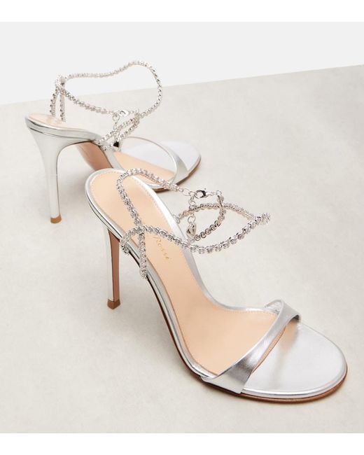 Gianvito Rossi White Eternity Embellished Leather Sandals