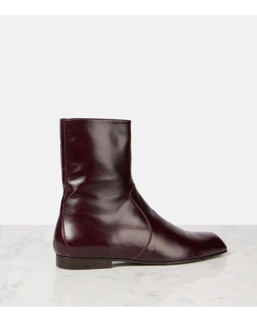 Khaite Brown Colt Leather Ankle Boots
