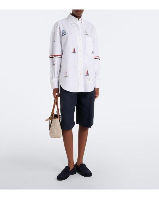 Camisa De Algodon Estampada Thom Browne de color White