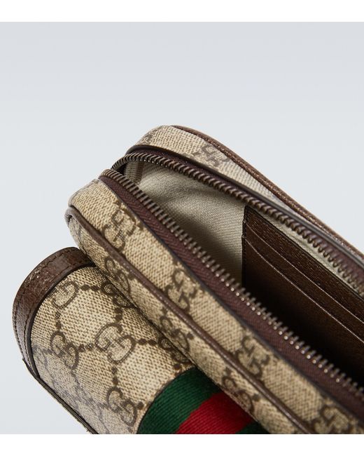 GUCCI Ophidia Mini Leather-Trimmed Monogrammed Coated-Canvas Messenger Bag  for Men