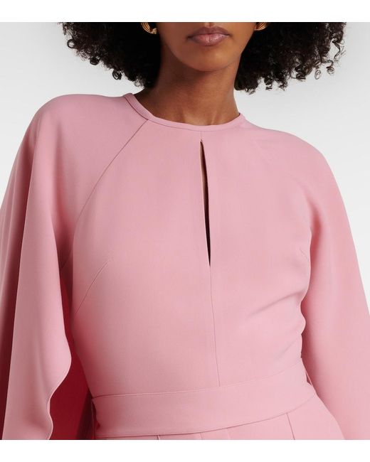 Elie Saab Pink Caped Cady Jumpsuit