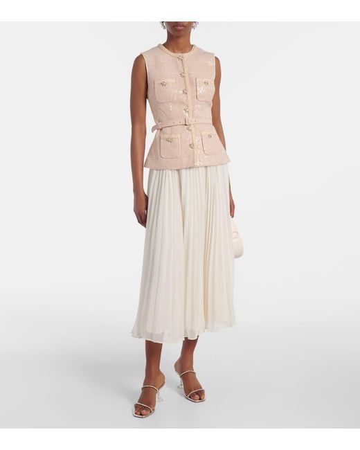 self portrait sequin boucle midi dress Self-Portrait Women's Sequined Boucl Tailored Midi-Dress - Pink