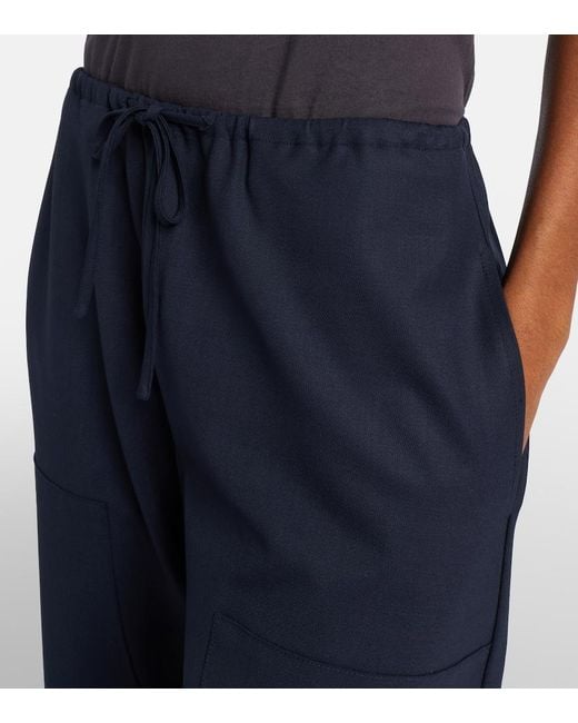 Leset Blue Jane Wool-Blend Wide-Leg Pants