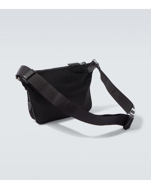 Prada Black Re-Nylon Leather-Trimmed Belt Bag for men