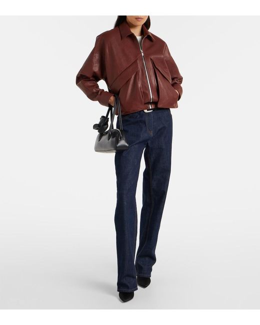 Magda Butrym Red Leather Bomber Jacket
