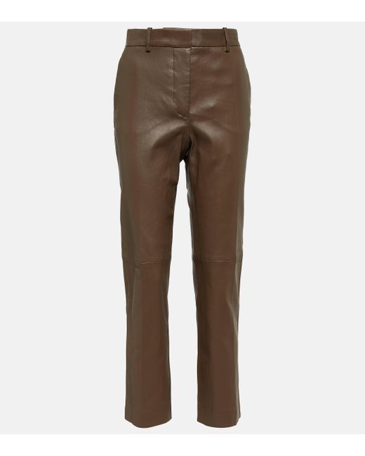 Joseph Brown Coleman Mid-Rise Straight Leather Pants