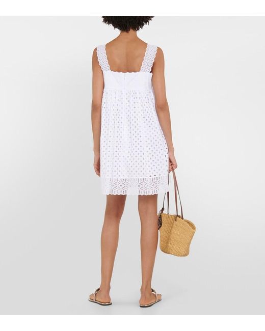 Tory Burch White Cotton Broderie Anglaise Minidress