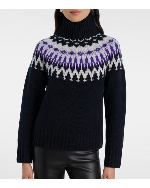 Bogner Blue Ingrid Jacquard Cashmere Turtleneck Sweater