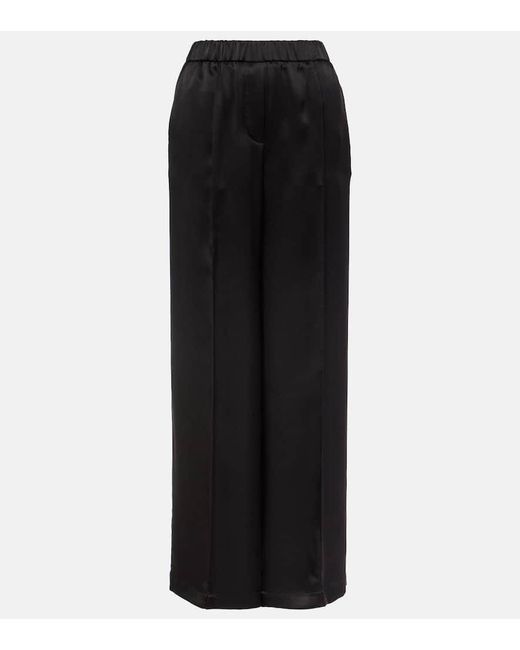 Pantaloni a gamba larga in seta di Loewe in Black