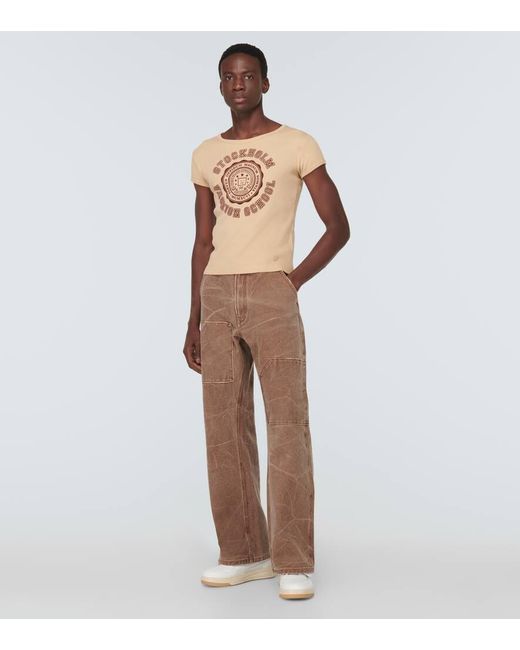 Camiseta de jersey de algodon estampada Acne de hombre de color Natural