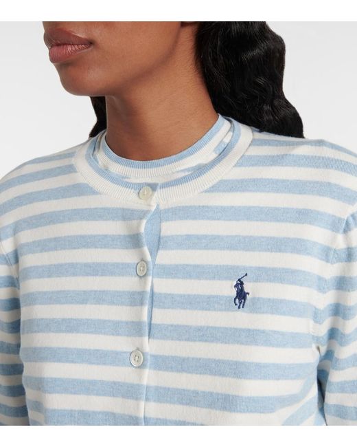 Polo Ralph Lauren Blue Cardigan Aus Einem Baumwollgemisch