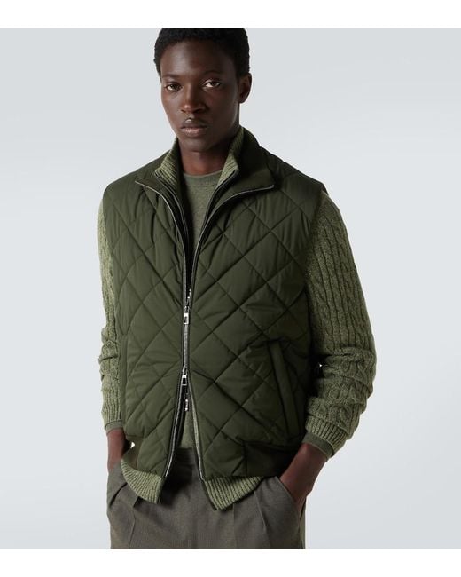 Loro Piana Green Windwish Storm Quilted Vest for men