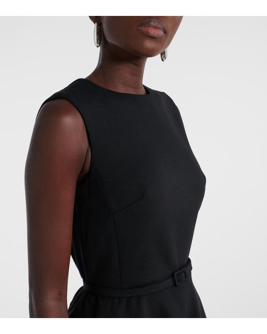 Oscar de la Renta Black Wool-Blend And Lace Cocktail Dress