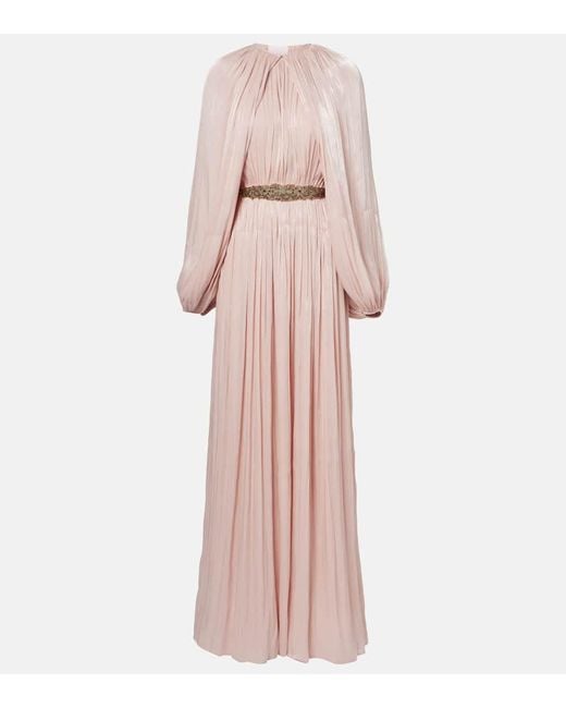 Costarellos Pink Jazmin Georgette Lame Gown