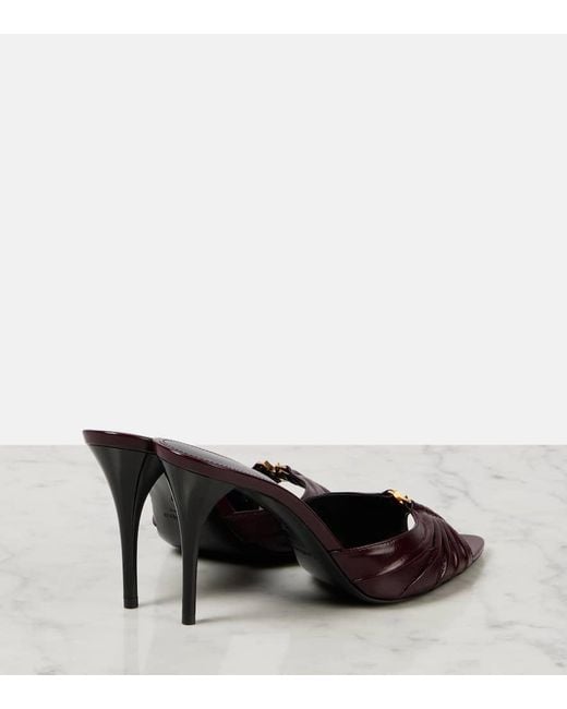 Saint Laurent Red Babylone Cassandre 90 Leather Mules