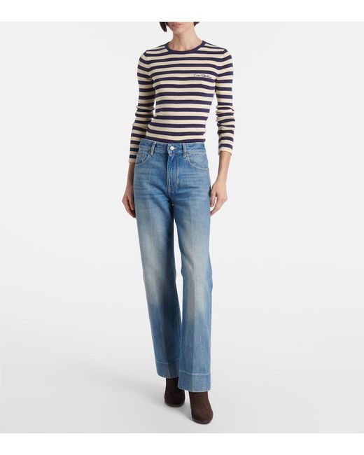 Valentino Blue Faded Wide-Leg Jeans