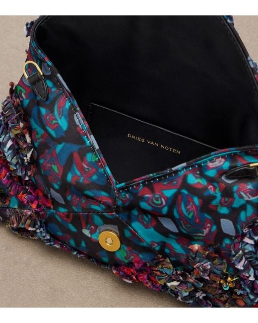 Dries Van Noten Blue Embellished Embroidered Clutch