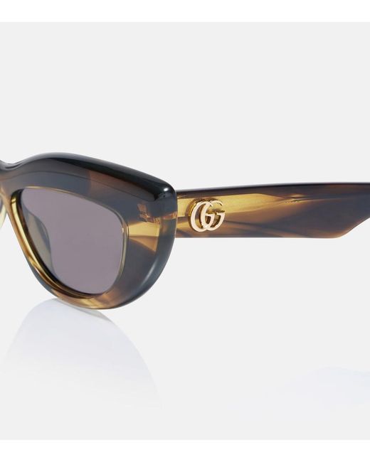 Gucci Brown Double G Cat-Eye Sunglasses