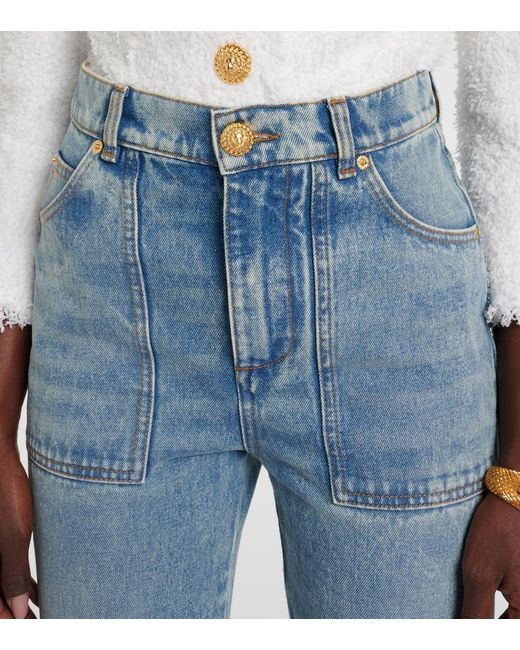 Balmain Blue High-Waisted Flared Jeans