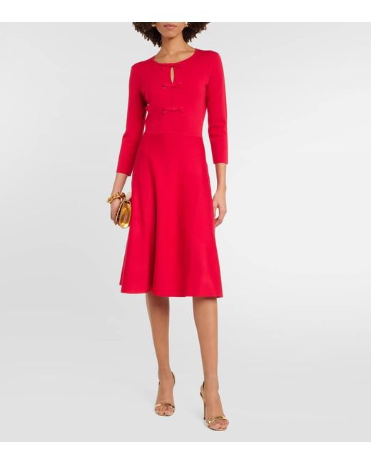 Vestido midi en mezcla de lana Carolina Herrera de color Red