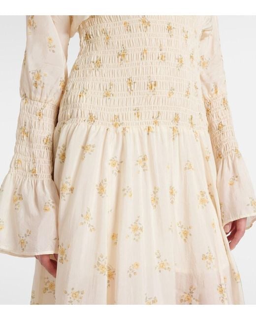 Ganni Natural Dress With Floral Pattern