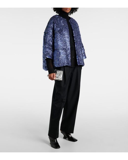 Dries Van Noten Blue Sequined Jacket