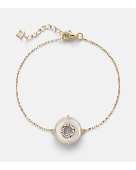 Mateo Metallic 14Kt Bracelet With Diamonds And Pearls