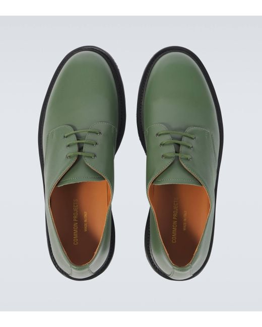 Common Projects Green Officers Leather Derby Shoes for men