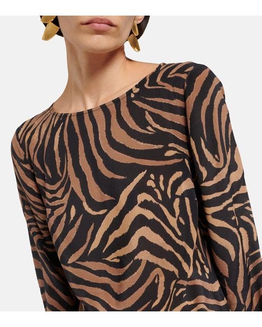 Rixo Brown Bedrucktes Minikleid Ridley Aus Seide