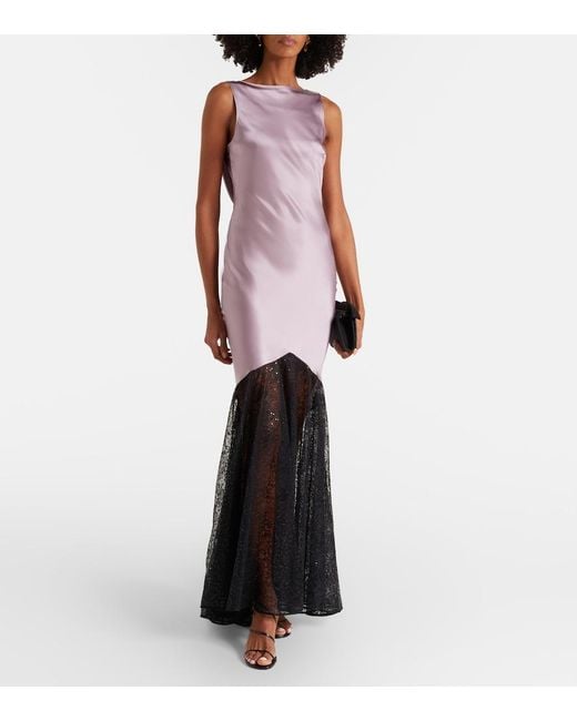 Nina Ricci Purple Silk-Blend Gown