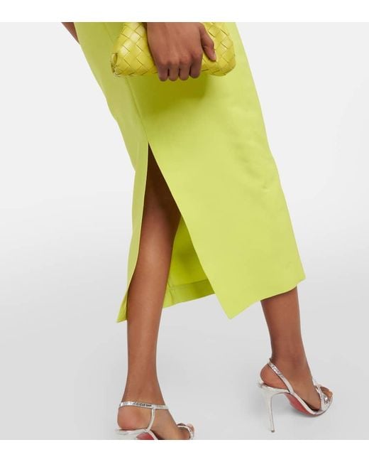 Roland Mouret Yellow One-Shoulder Wool-Blend Midi Dress