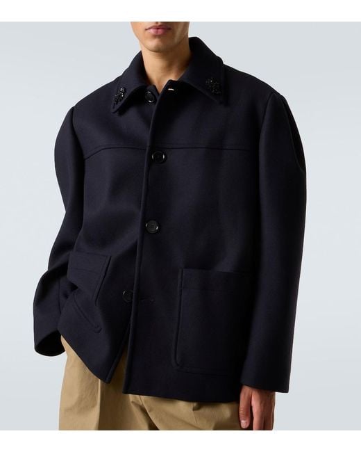 Simone Rocha Blue Embellished Wool-Blend Jacket for men