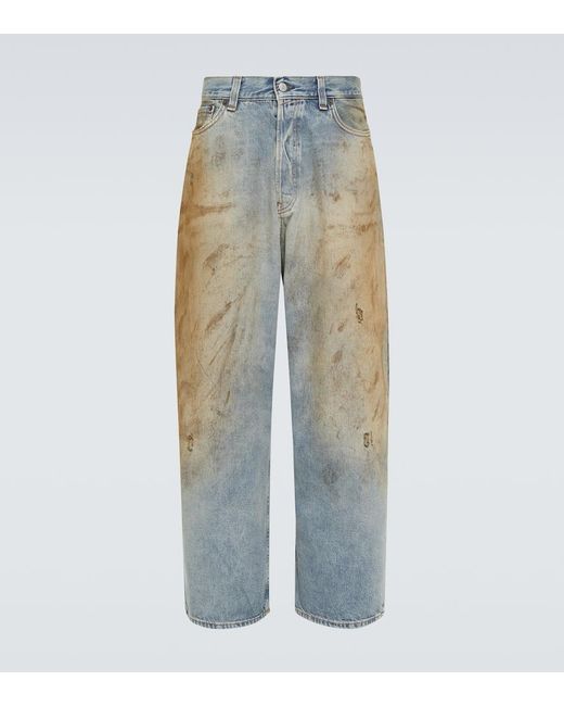 Jeans anchos con efecto desgastado Acne de hombre de color Blue
