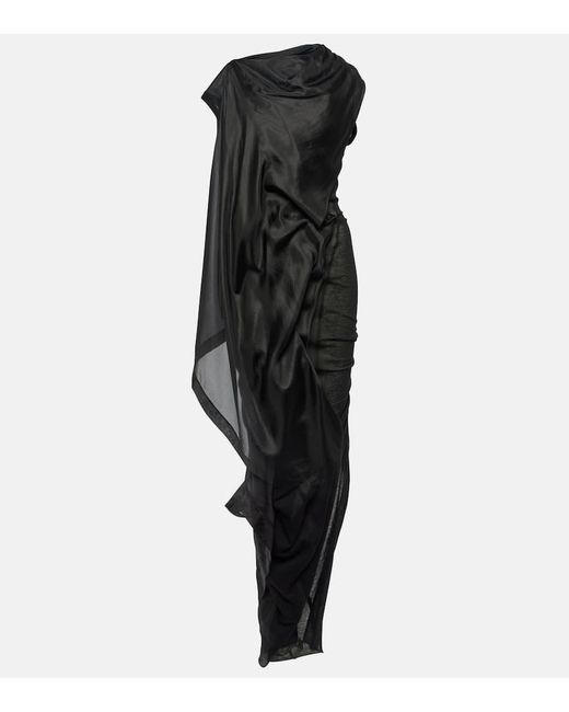 Vestido largo de algodon con capa Rick Owens de color Black