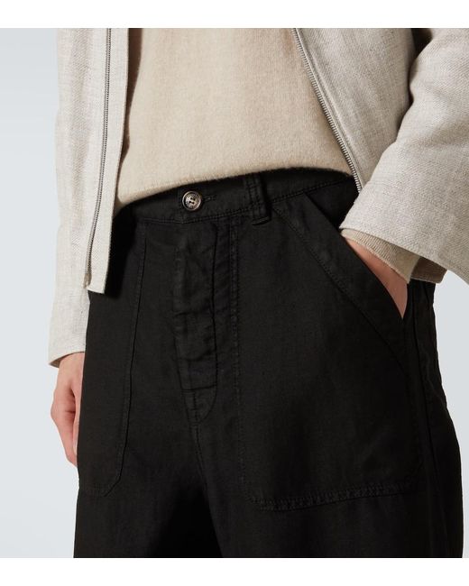 Brunello Cucinelli Hose Aus Leinen-Gabardine in Black für Herren