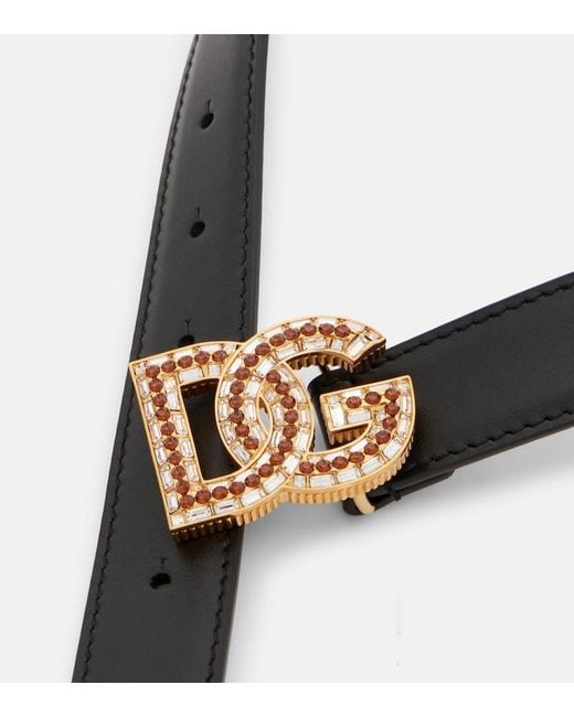Dolce & Gabbana Black Dg Embellished Leather Belt