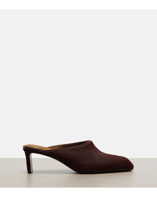 Khaite Brown Colt Calf Hair Mules