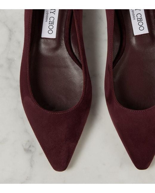 Jimmy Choo Red Ballerinas Romy Aus Veloursleder