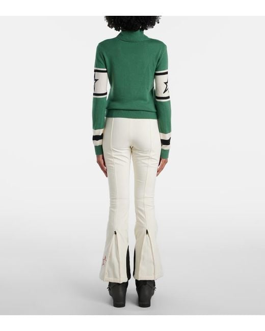 Perfect Moment Green Schild Wool Turtleneck Sweater