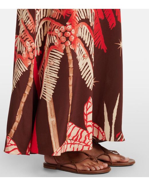 Johanna Ortiz Red Patterned Cut-Out Maxi Dress