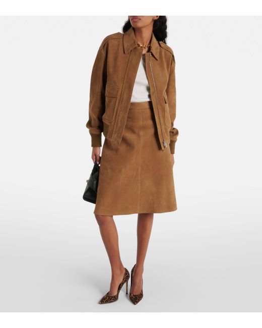 Ferragamo Brown Leather Midi Skirt