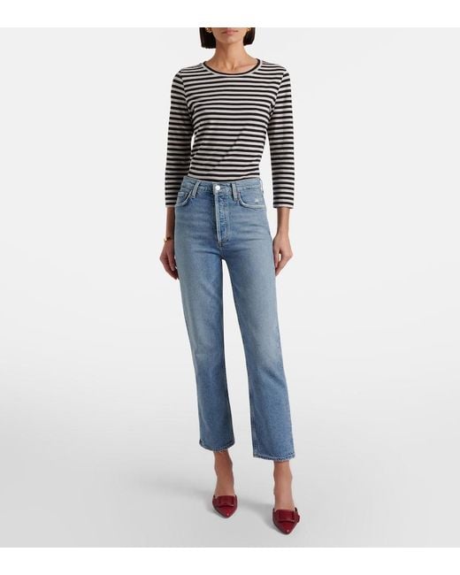 Agolde Blue 90's Pinch Waist Crop Straight Jeans