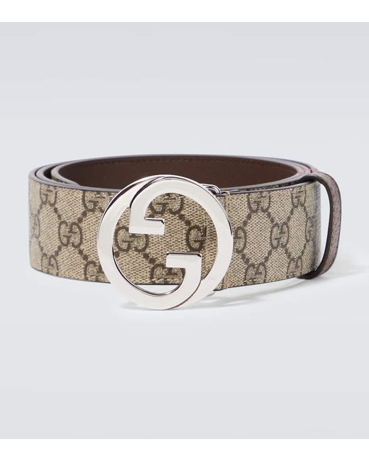 Cinturon reversible de lona GG Supreme y piel Gucci de hombre de color  Metálico | Lyst
