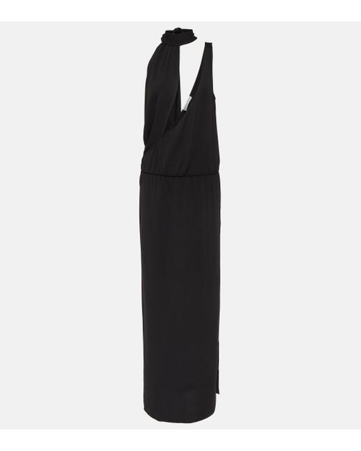 Christopher Esber Black Draped Halterneck Side-slit Gown