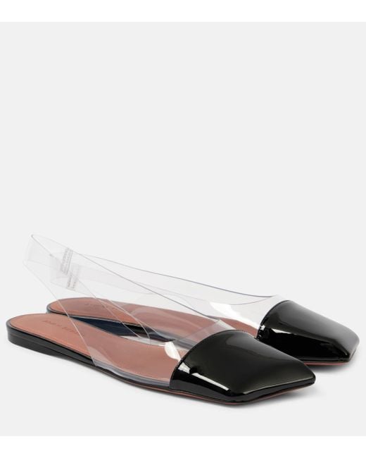 AMINA MUADDI Black Ane Glass Pvc And Patent Leather Slingback Flats
