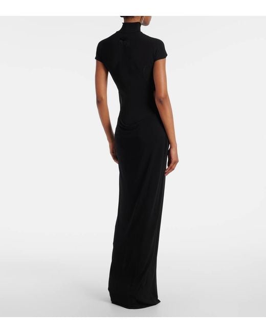 Jean Paul Gaultier Black Maxikleid Aus Samt Und Jersey
