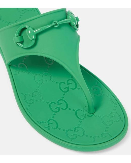 Gucci Green Horsebit Thong Sandals